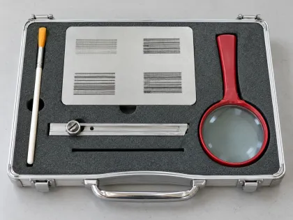 Cross-cut adhesion test kit — cutter, template and magnifier