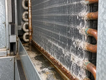 corrosion on the leading rows of an AHU cooling coil