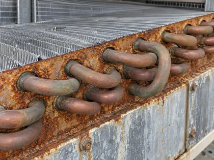 corrosion at chiller coil tube sheet and frame