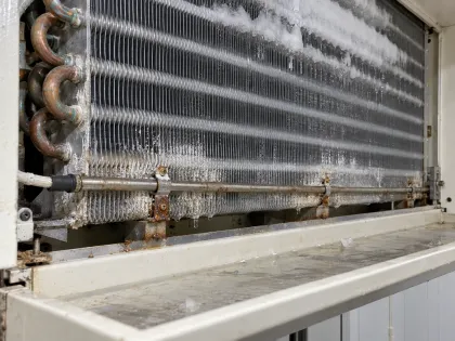 corroded defrost heater area of an evaporator