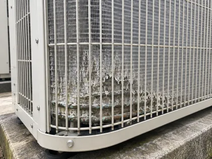 corroded coil face on a VRF outdoor unit